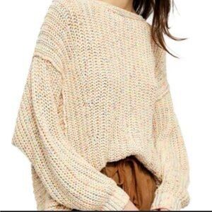 Free People Neon Lights Pullover Confetti Combo Beige Chunky Flecked